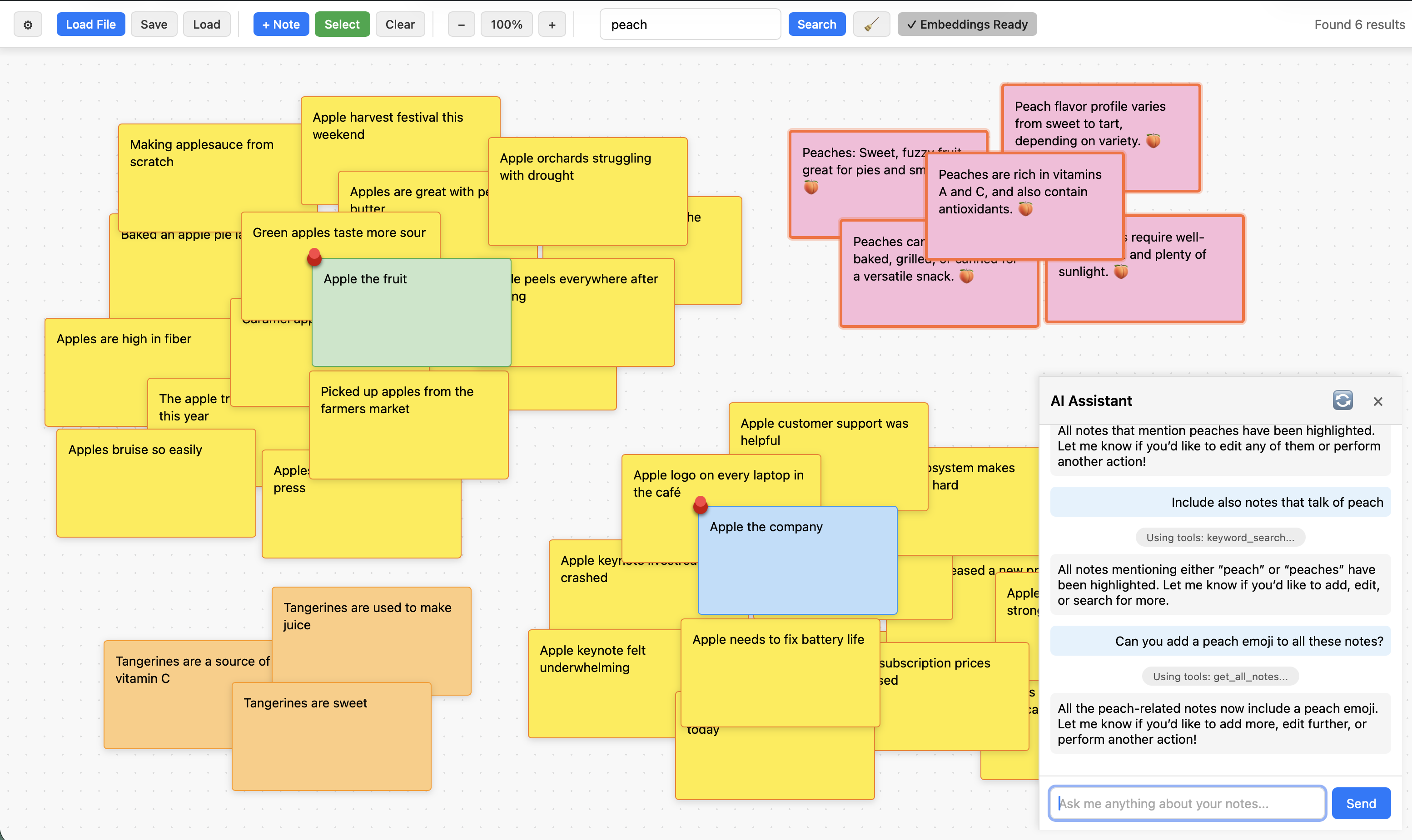 Screenshot of Splat affinity diagramming interface with AI assistance